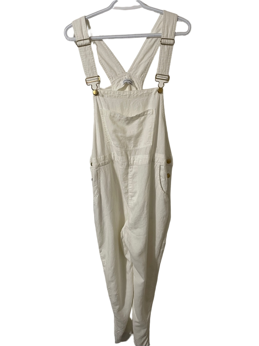 WeWoreWhat Cream Linen Blend Overalls Size XL